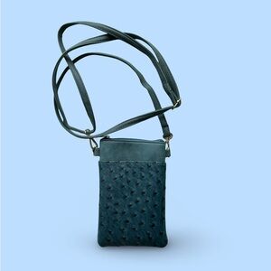 Central CA Coast Boutique crossbody purse with vegan ostrich - color Aqua